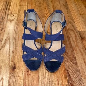 Dark blue suede sandals